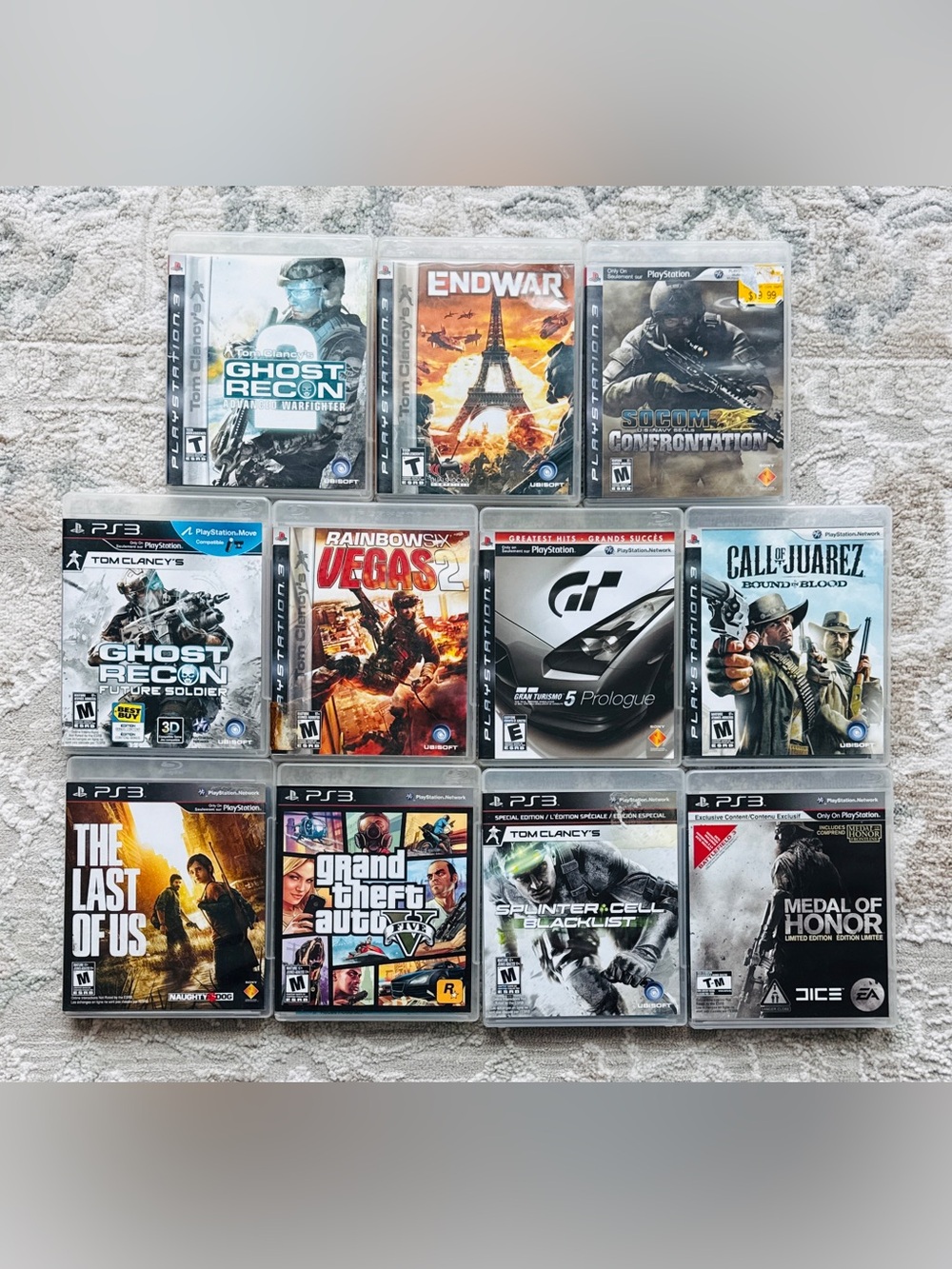 PS3 Game Lot 11 Bundle: The Last of Us - GTA V - Splinter Cell